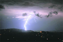 Lightning in the sky over the Jubbar Hatti airport, Shimla, on Wednesday. 