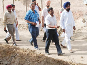 Bathinda Deputy Commissioner S. Karuna Raju taking stock of development works in the rural areas of the district on Saturday. He visited Chak Fateh Singh Wala, Bhucho Mandi and Kot Fatta where he asked the officials of the BDA and PWD to complete construction of sewerage treatment plant. 