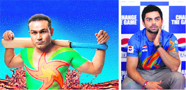 Post-WC, Virender Sehwag is expected to charge about Rs 2 cr per brand (right) irat Kohli may now demand Rs 1.5 cr for a yearly endorsement