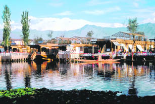 The serene waters of Dal Lake in Kashmir
