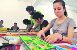 An art workshop in progress at Gallery Artmosphere in Ludhiana.