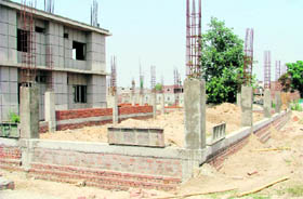 The new sub-registrar (west) office under construction on the Humbran Road in Ludhiana.