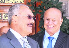 Yemens President Ali Abdullah Saleh (left) underwent a surgery on Sunday to remove shrapnel from his chest at a Saudi Arabian medical facility. During his absence from the country, Vice-President Abed Rabbo Mansour Hadi (right) will hold the fort