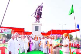 Activists of various organisations gather at Maharana Pratap chowk in Rewari