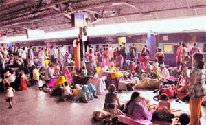 A heavy rush of passengers at Jammu Railway Station on Monday.