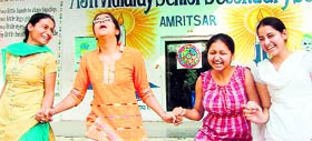 Students of Ajit Vidyalaya Senior Secondary School celebrate their success in PSEB Class XII results 