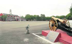 Ready for the salute: Preparations are on for the Presidents visit to the Indian Military Academy for the passsing-out parade