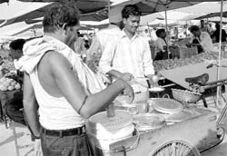 Unauthorised sellers at the vegetable market in Mohali