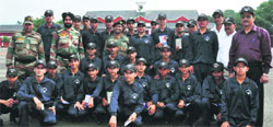 Students from Jammu and Kashmir, who are on a goodwill visit as part of the Armys Sadbhawna campaign, after watching the IMA Commandants parade in Dehradun on Thursday.