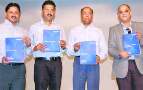 LPU Chancellor Ashok Mittal ( 2nd from left ) launches its Distance Education Study Programmes across the country near Jalandhar on Wednesday