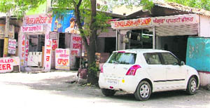 A view of the liquor vend located at a place where there once used to be a park in the L block of Bhai Randhir Singh Nagar.    