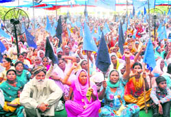 MGNREGA workers at a rally in Jalandhar on Saturday
