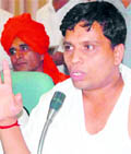 Yoga Guru Baba Ramdevs aide Acharya Balakrishan addresses media persons in Haridwar on Sunday.