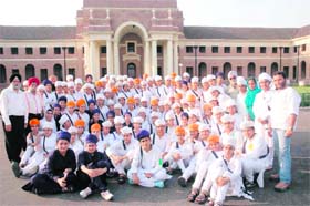 Girl students from Akal Academy, Baru Sahib, at the Forest Research Institute in Dehradun on Sunday