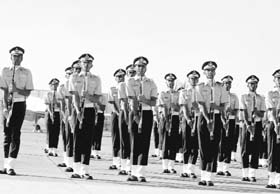 Newly commissioned IAF officers during the passing out parade at the Air Force Academy, Dundigal