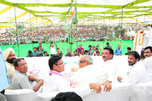 Chief Minister Bhupinder Singh Hooda at a rally at Panjuana village in Sirsa. 