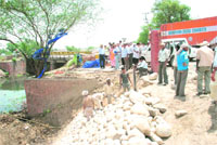 Anil Kumar, commissioner, Ambala division, inspects flood-prevention 