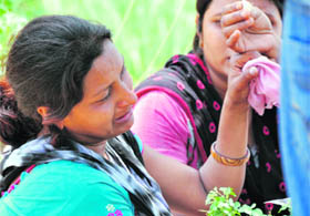 Grief-stricken A shattered Gurmeet Kaur, mother of Virender Singh who is feared to have drowned in the Sutlej. 