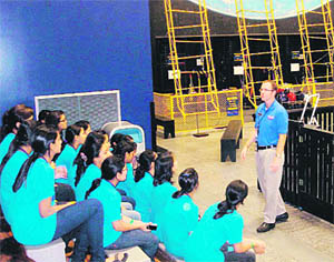   Students of Unison World School, Dehradun, during their recent visit to Kennedy Space Center, New York. 