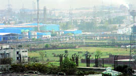 The Baddi industrial area engulfed with thick smoke.