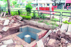 An incomplete storm water drainage pipe in Sector 40, Chandigarh
