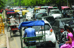 The North Campus area in New Delhi saw a heavy traffic jam 