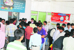Youths at a job fair in Rewari