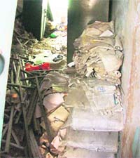 clutter Records lying scattered in a room at the Civil Surgeons office in Ludhiana.
