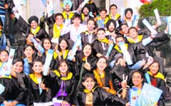 DAVIET students in a jubiliant mood after receiving their degrees during the annual convocation in Jalandhar