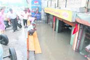 a sweet shop at Dandi Swami Chowk is submerged