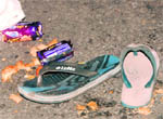 Slippers and biscuit packets of the victims strewn at the mishap scene