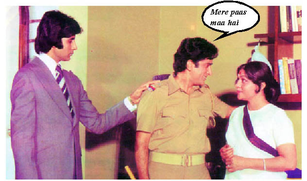Amitabh Bachchan with Shashi Kapoor and Nirupa Roy in Deewaar