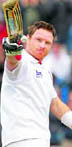 Englands Ian Bell celebrates after reaching 100 runs not out against Sri Lanka during Day 4 of the 3rd Test in Southampton on Sunday