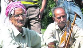 Ali Mohammad (left) with his cousin Kanshi Ram at sports stadium Poonch