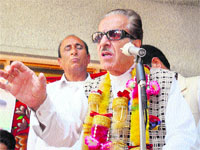 Jammu & Kashmir PCC president Saif-ud-Din Soz addresses a gathering in the Pattan area of Baramulla district on Monday.