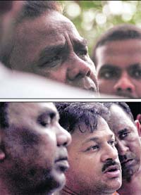Anxious Wait Ezikiel, father of Emmanuel, and (below) brother of Samuel Bhatti, who are feared to have drowned, wait on the banks of the Sutlej near Ladhowal village in Ludhiana on Monday