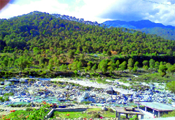 The dried bed of Neugal where illegal mining is going on unchecked