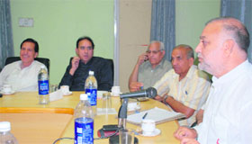 Members of the Kissan Advisory Board at a meeting at Pragati Bhawan in Jammu on Tuesday. 