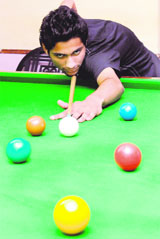 A player in action. 