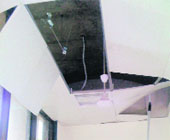 A portion of the false ceiling that came crashing down at the newly inaugurated office of the income tax department in Sector 17, Chandigarh.