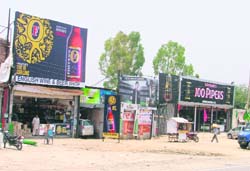 Up in arms: Two liquor vends that have come up near Sacred Senior Secondary School, BRS Nagar, in Ludhiana.