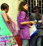 Admission seekers at a college in New Delhi on Thursday.