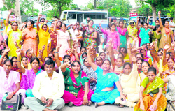 ASHA activists stage a protest in Haridwar on Thursday