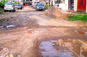 A kutcha road in a residential area at Sector 17 in Panchkula.
