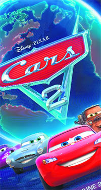 A still from the movie Cars 2