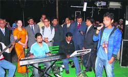 A band, Viceroy, gives a performance at the old Band Stand in Mussoorie