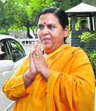 BJP leader Uma Bharti after meeting Sonia Gandhi in New Delhi on Saturday. 
