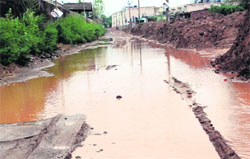  This muddy road to Gulmohar City has been causing inconvenience to residents at Dera Bassi.