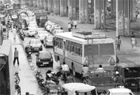  A view of the traffic jam on the highway under the Zirakpur flyover on Sunday. 