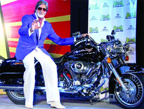 Amitabh Bachchan during the promotion of his movie Bbuddha Hoga Tera Baap in New Delhi on Sunday.